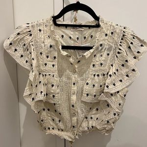 LoveShackFancy SET Nora top and Taylor skirt in cream